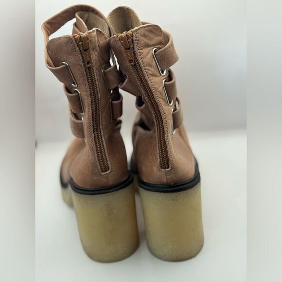 Free People Women’s Size 38.5 US 8 Jesse Cutout Platform Boots English Tan - Picture 9 of 14